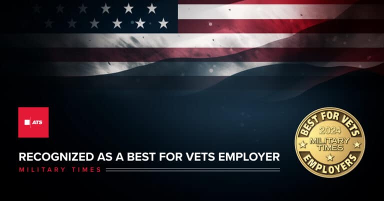 Best for Vets award logo on the background of an American flag.